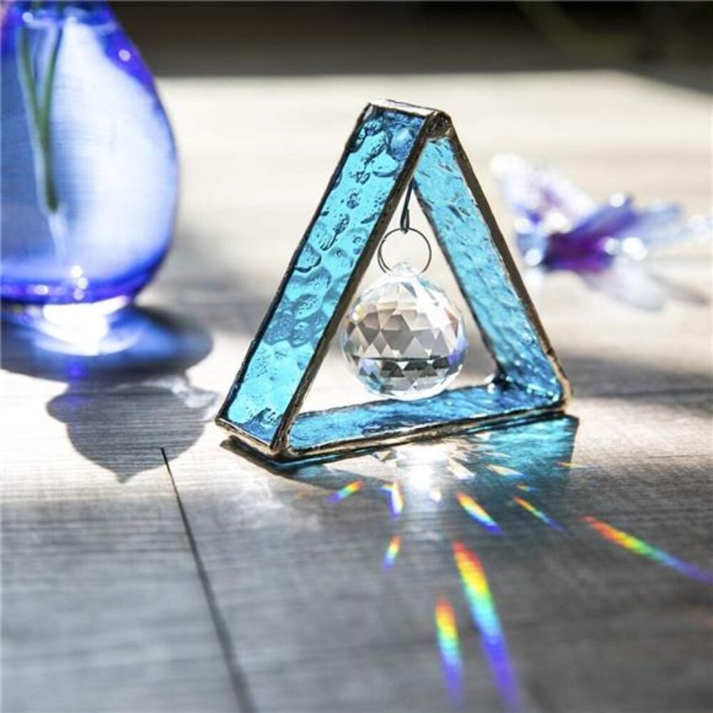 Stained Glass Window Sun Catcher Hangings Pyramid Colored Glass Hanging